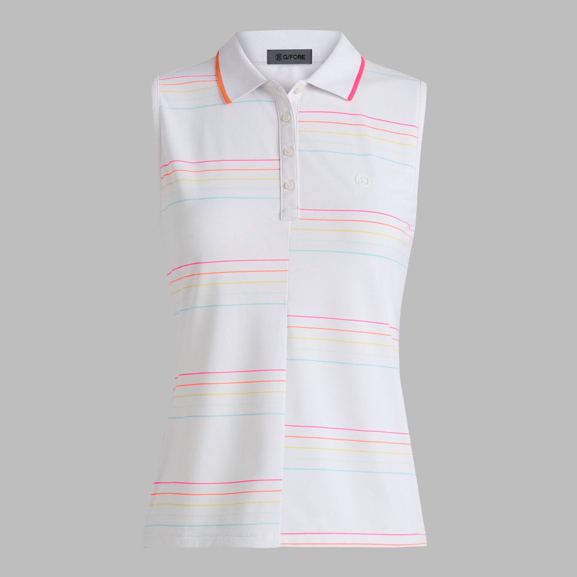 G/FORE OFFSET STRIPE TECH PIQUÉ SLEEVELESS POLO