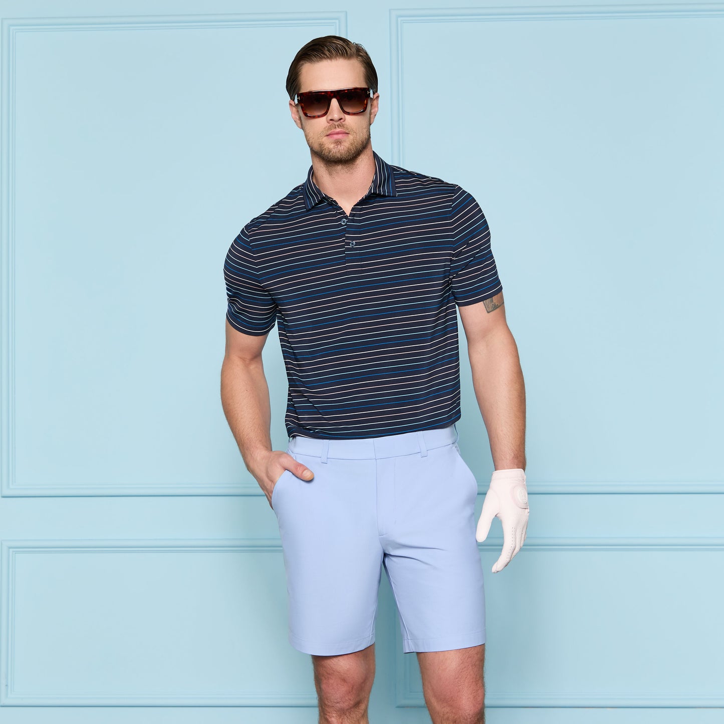 G/FORE MULTI STRIPE TECH JERSEY POLO