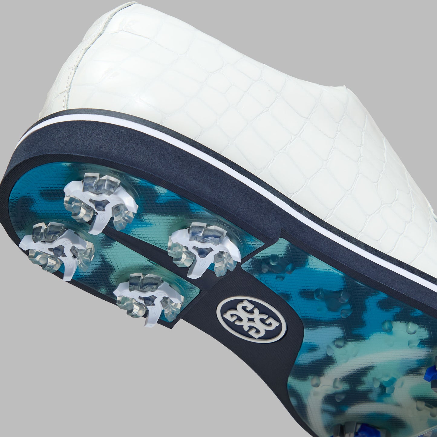 G/FORE LTD RELEASE GALLIVANTER G/LOCK CROC-EMBOSSED LEATHER DERBY GOLF SHOE