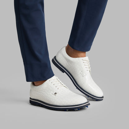 G/FORE LTD RELEASE GALLIVANTER G/LOCK CROC-EMBOSSED LEATHER DERBY GOLF SHOE