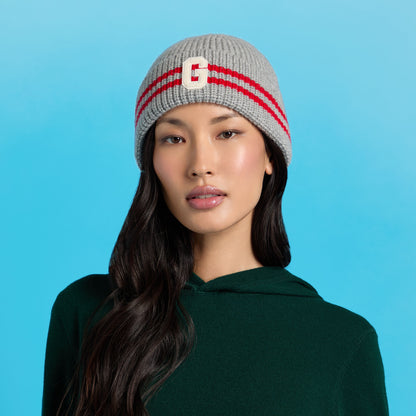 G/FORE STRIPED IT LETTER G WOOL CASHMERE BEANIE