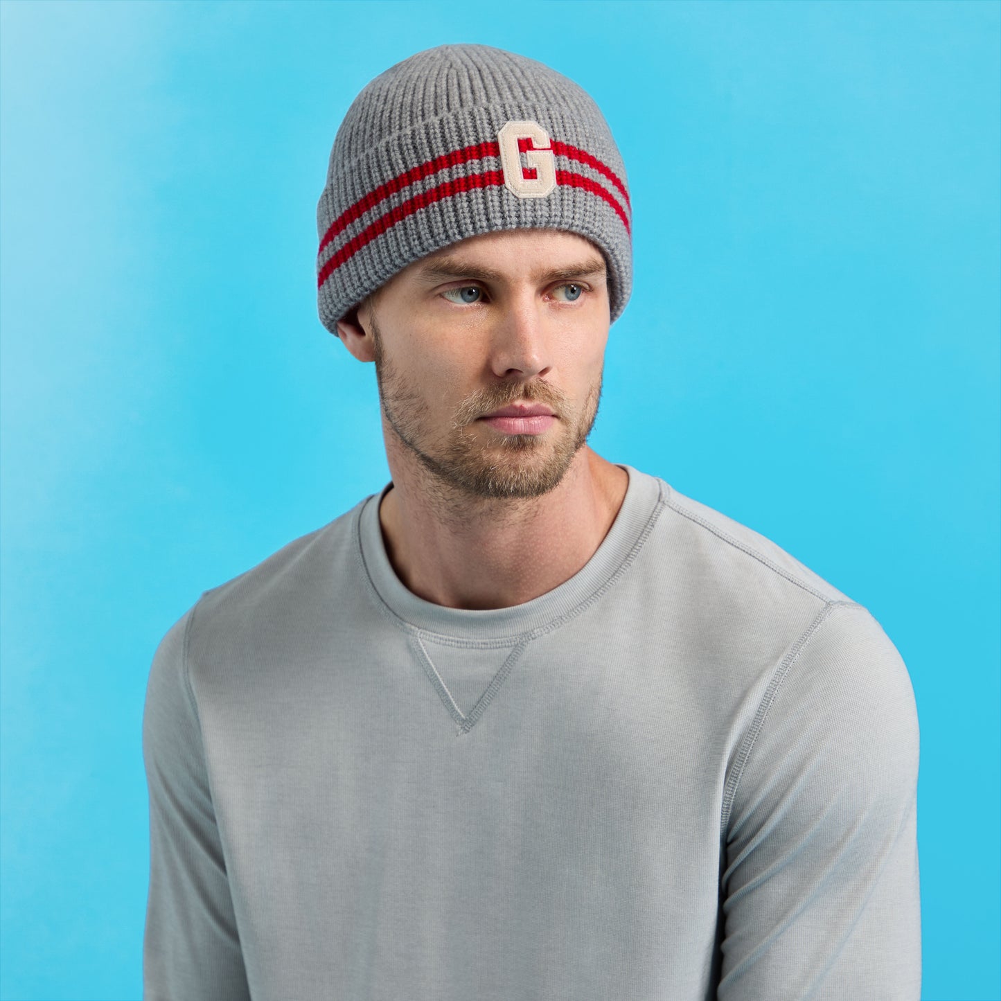 G/FORE STRIPED IT LETTER G WOOL CASHMERE BEANIE
