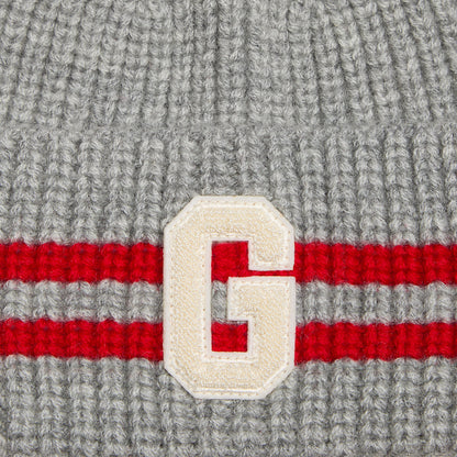 G/FORE STRIPED IT LETTER G WOOL CASHMERE BEANIE