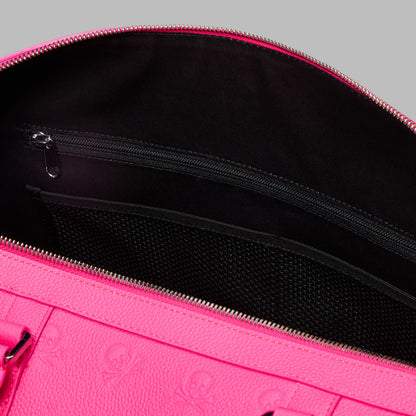 G/FORE EMBOSSED SKULL & TEES LEATHER WEEKENDER
