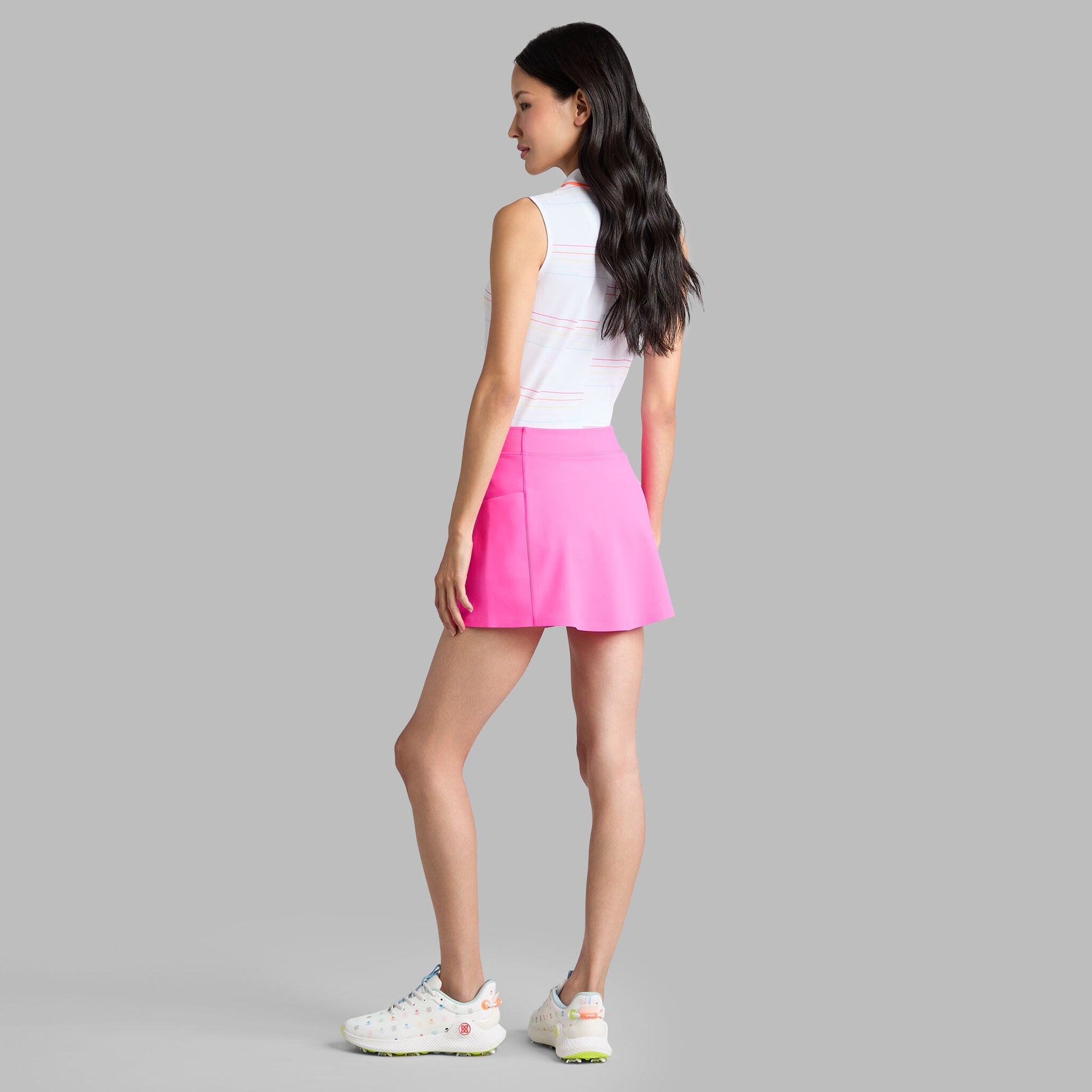 G/FORE OFFSET STRIPE TECH PIQUÉ SLEEVELESS POLO