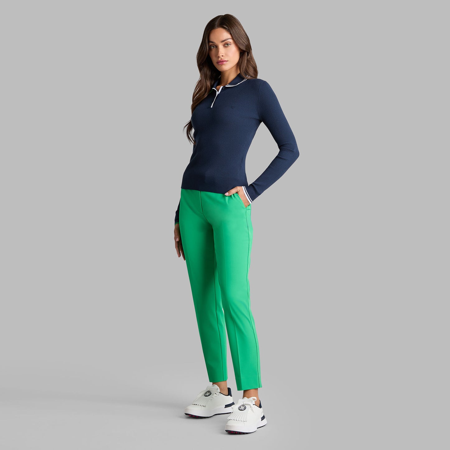 G/FORE VISCOSE BLEND LONG SLEEVE KNIT POLO