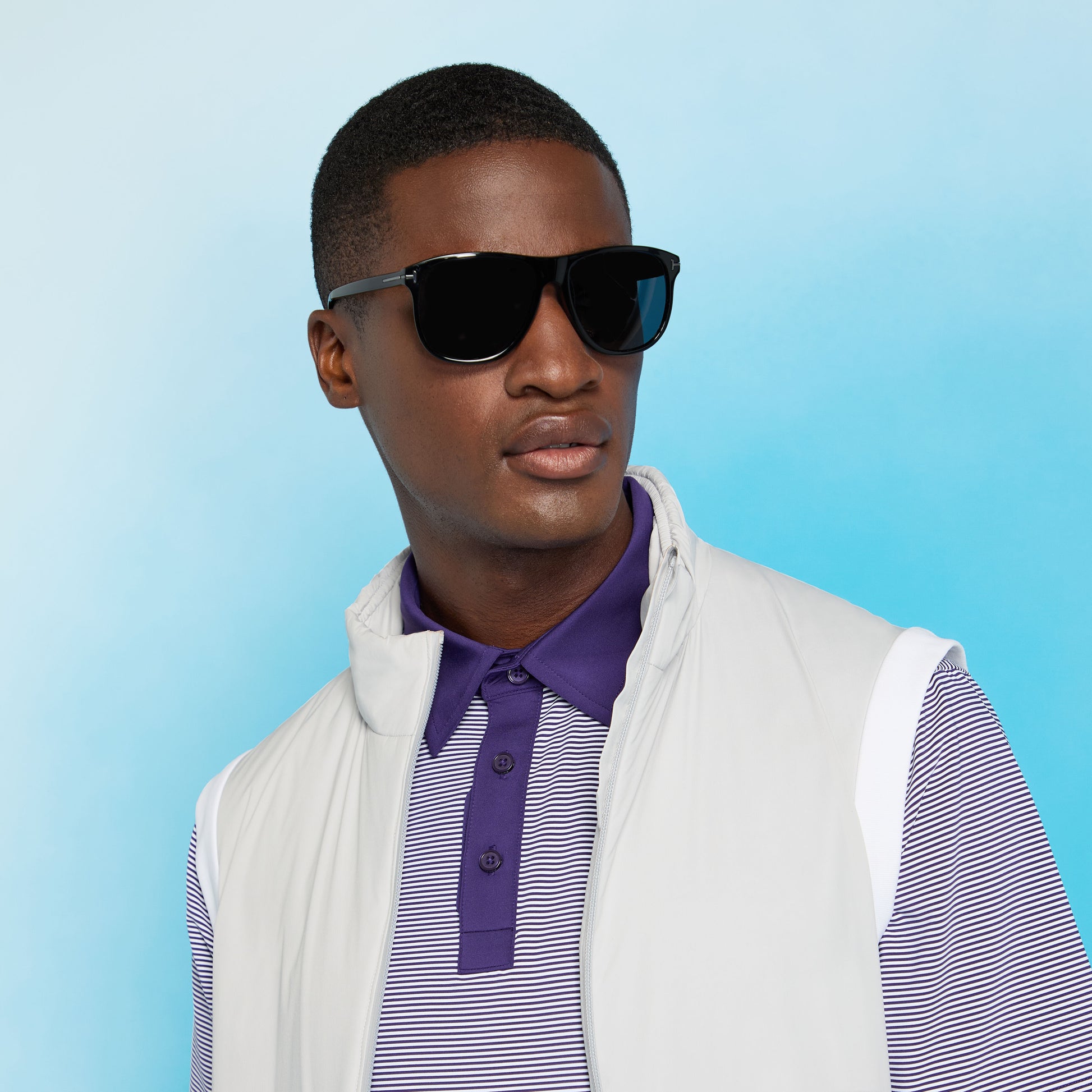 G/FORE FEEDER STRIPE FINE TECH JERSEY POLO